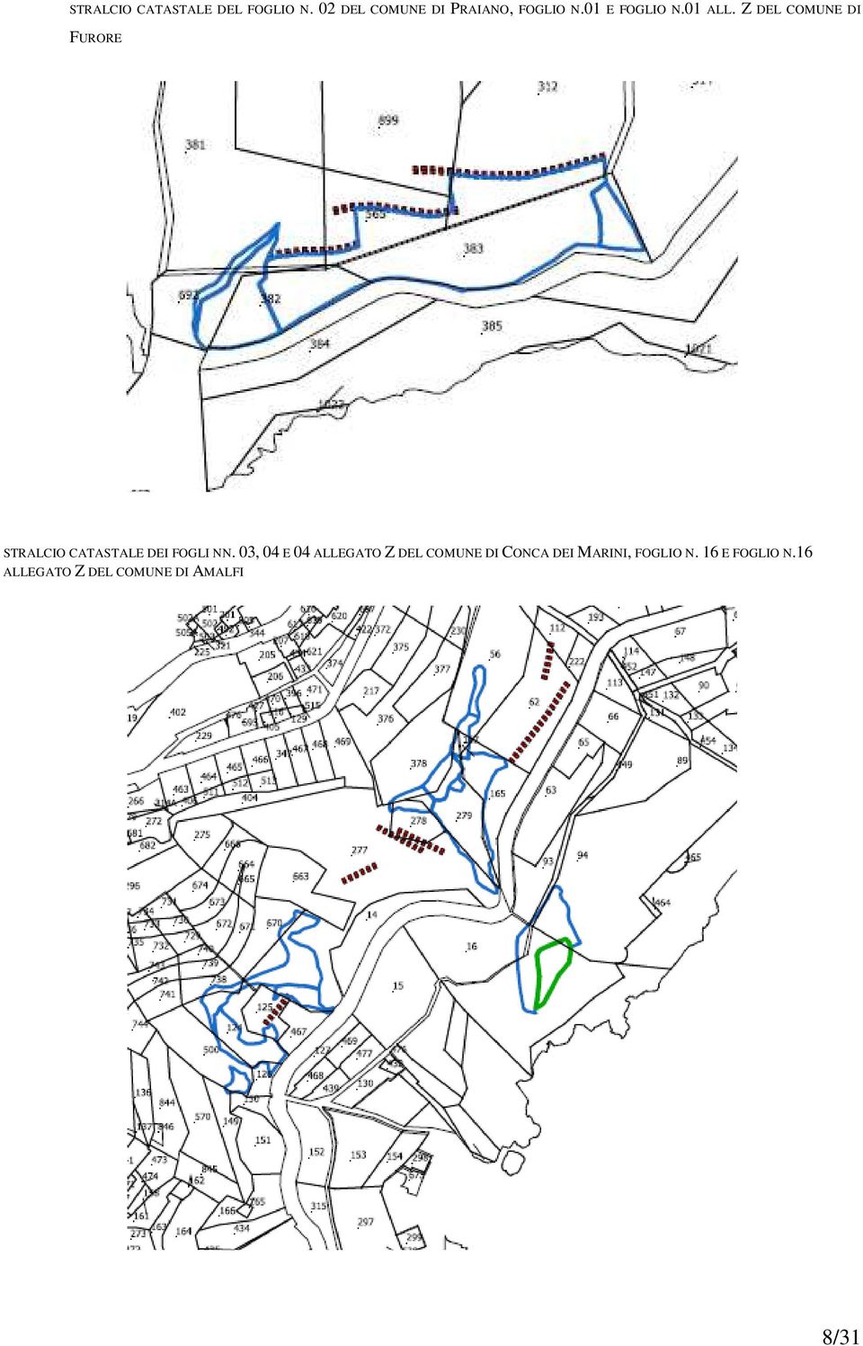 Z DEL COMUNE DI FURORE STRALCIO CATASTALE DEI FOGLI NN.