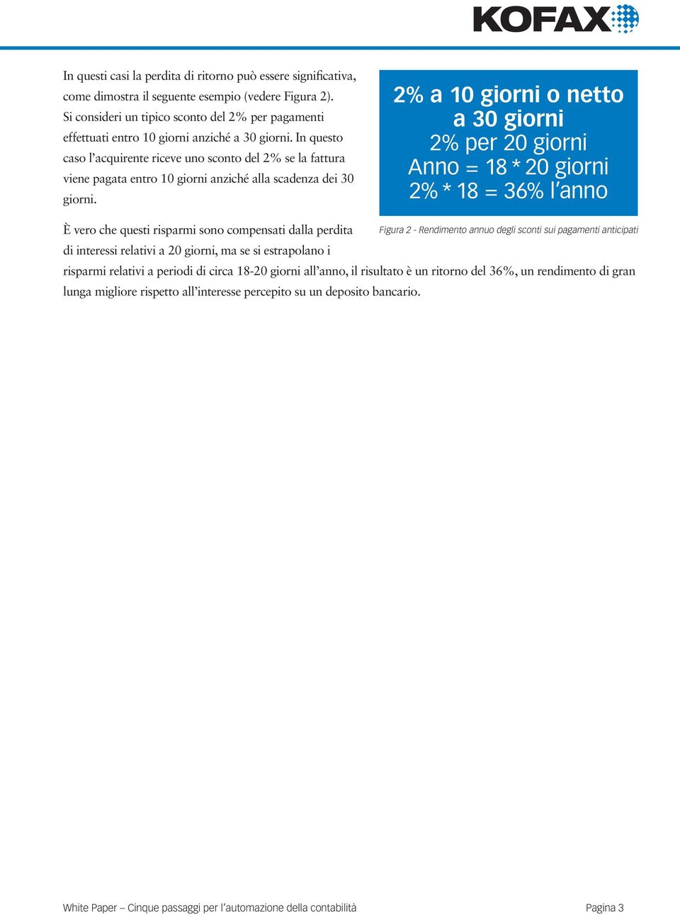 In questo caso l acquirente riceve uno sconto del 2% se la fattura viene pagata entro 10 giorni anziché alla scadenza dei 30 giorni.