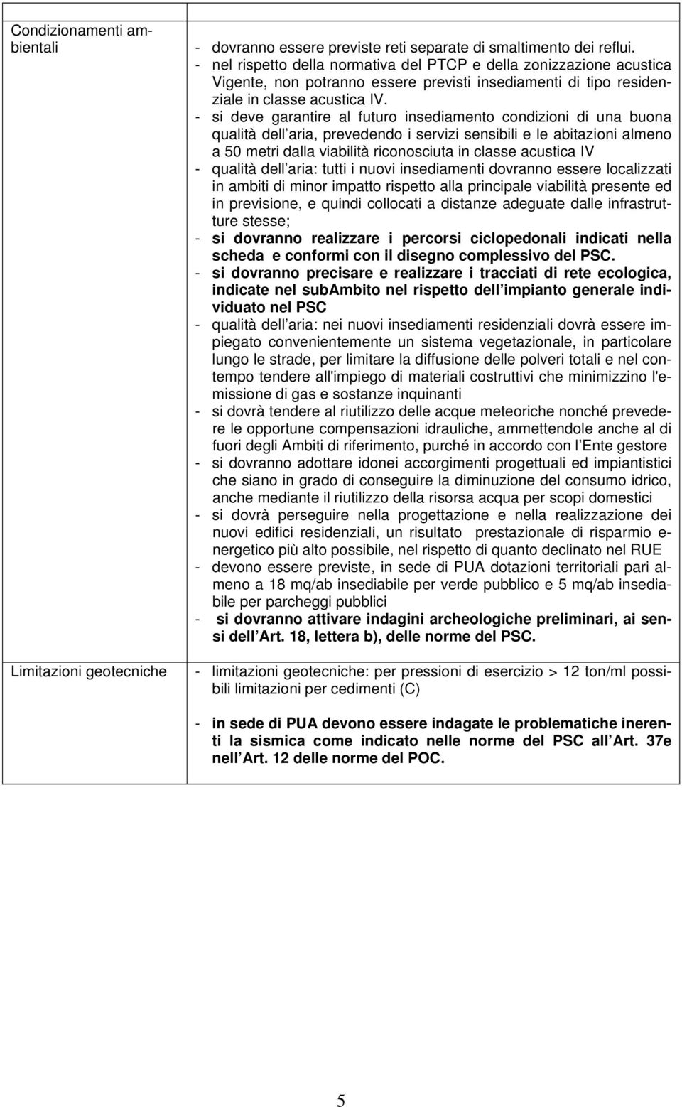 - si deve garantire al futuro insediamento condizioni di una buona qualità dell aria, prevedendo i servizi sensibili e le abitazioni almeno a 50 metri dalla viabilità riconosciuta in classe acustica