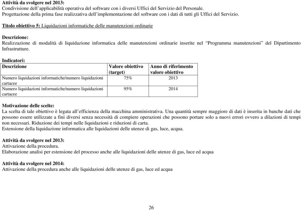 Titolo 5: Liquidazioni informatiche delle manutenzioni ordinarie Descrizione: Realizzazione di modalità di liquidazione informatica delle manutenzioni ordinarie inserite nel Programma manutenzioni