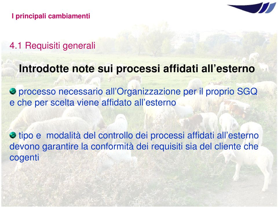 viene affidato all esterno tipo e modalità del controllo dei processi