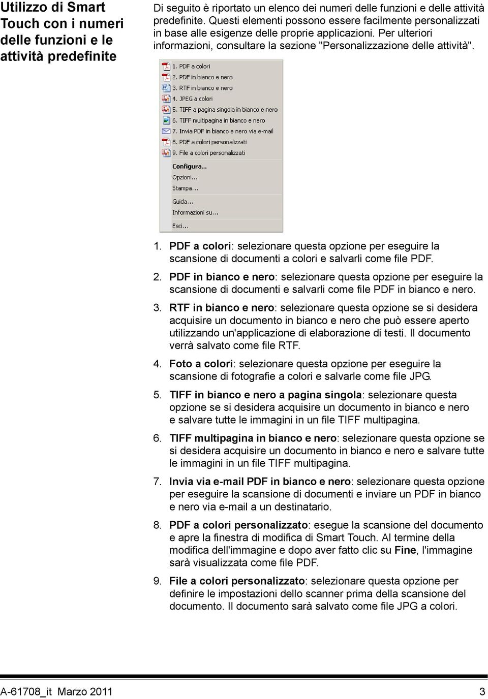 PDF a colori: selezionare questa opzione per eseguire la scansione di documenti a colori e salvarli come file PDF. 2.