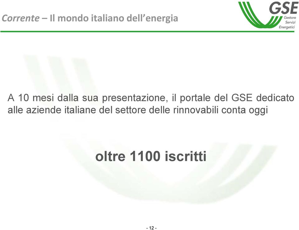 GSE dedicato alle aziende italiane del settore