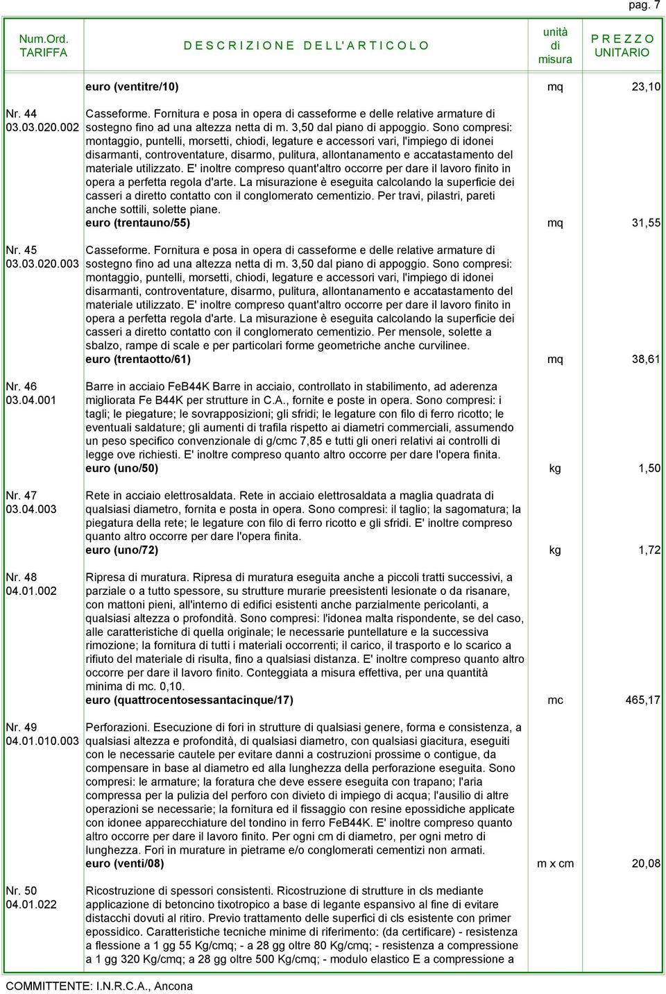 E' inoltre compreso quant'altro occorre per dare il lavoro finito in opera a perfetta regola d'arte.