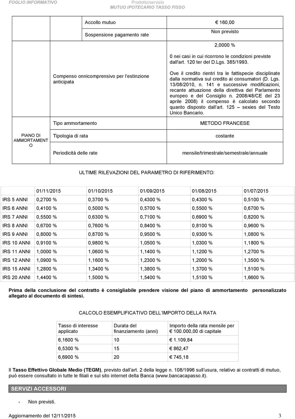 normativa sul credito ai consumatori (D. Lgs. 13/08/2010, n. 141 e successive modificazioni, recante attuazione della direttiva del Parlamento europeo e del Consiglio n.