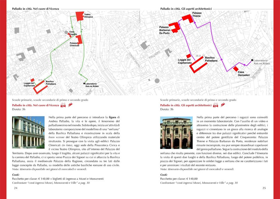 Subito dopo, inizia un attività di laboratorio: composizione del modellino di una serliana della Basilica Palladiana e ricostruzione in scala della frons scenae del Teatro Olimpico utilizzando