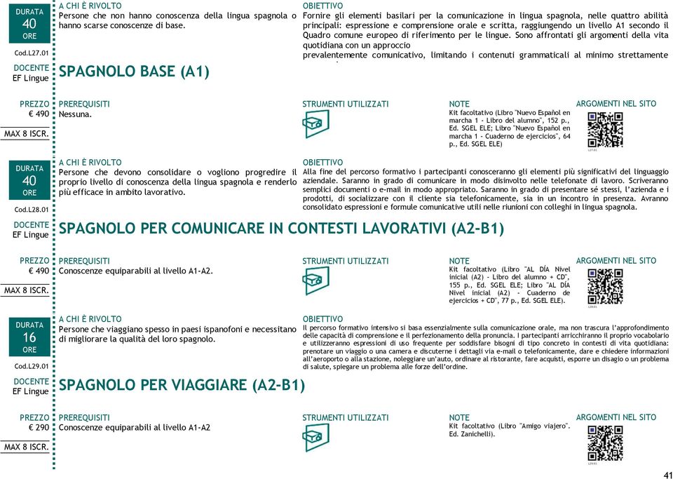 secondo il Quadro comune europeo di riferimento per le lingue.