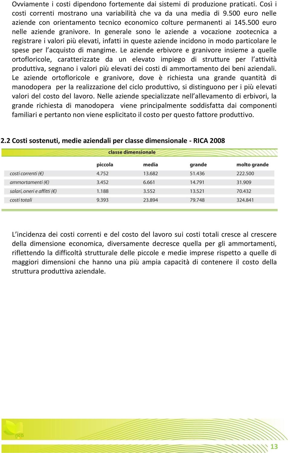 In generale sono le aziende a vocazione zootecnica a registrare i valori più elevati, infatti in queste aziende incidono in modo particolare le spese per l acquisto di mangime.