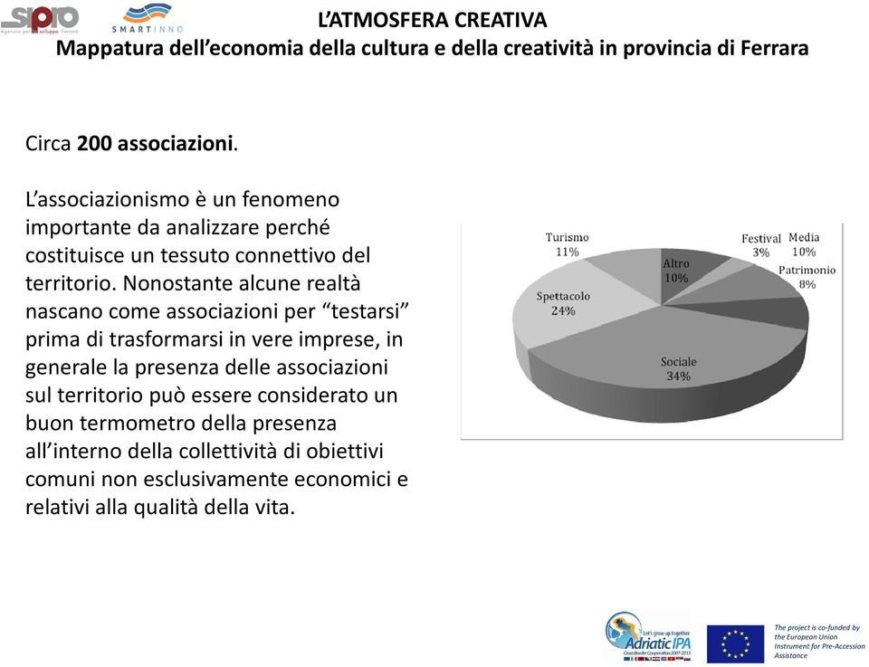 Nonostante alcune realtà nascano come associazioni per testarsi prima di trasformarsi in vere imprese, in generale la presenza delle