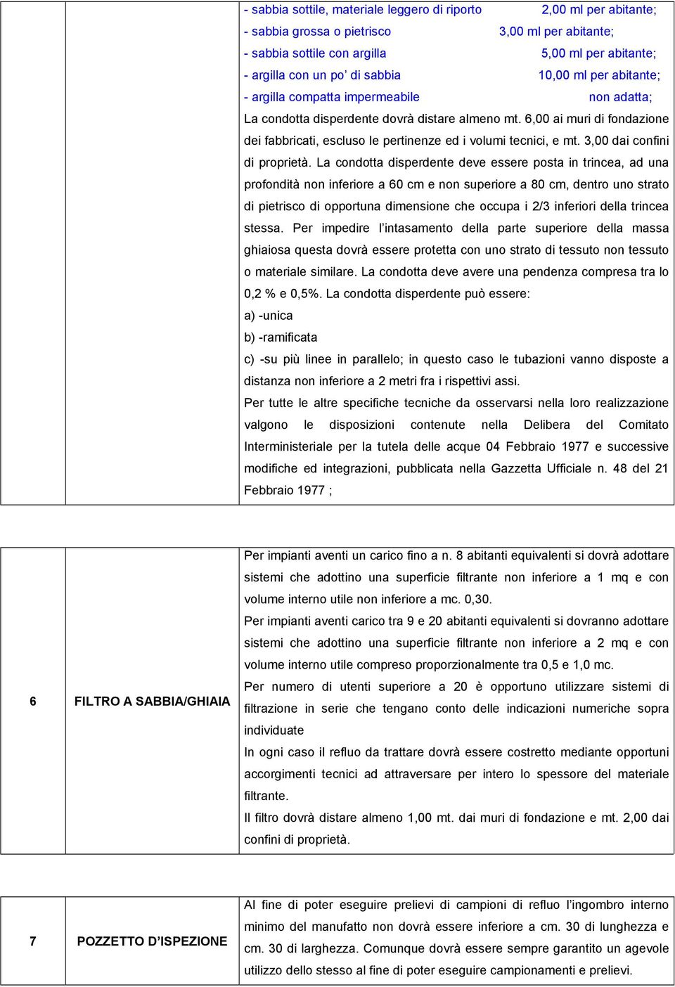 6,00 ai muri di fondazione dei fabbricati, escluso le pertinenze ed i volumi tecnici, e mt. 3,00 dai confini di proprietà.