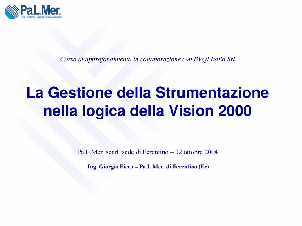 logica della Vision 2000 Pa.L.Mer.