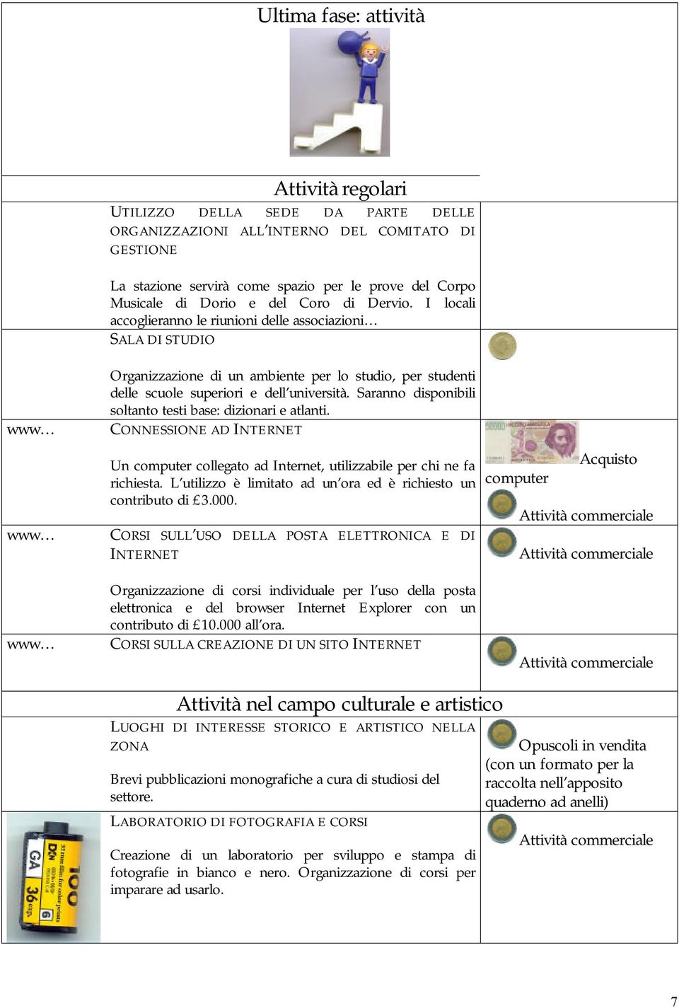 I locali accoglieranno le riunioni delle associazioni SALA DI STUDIO Organizzazione di un ambiente per lo studio, per studenti delle scuole superiori e dell università.