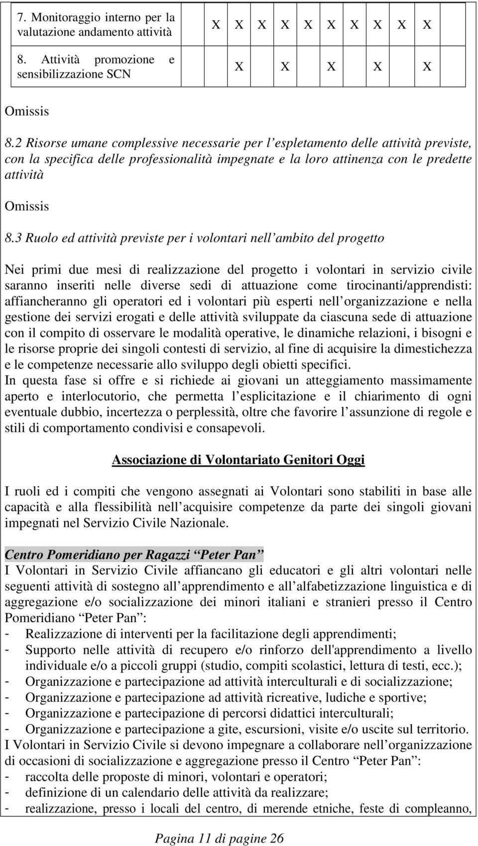 3 Ruolo ed attività previste per i volontari nell ambito del progetto Nei primi due mesi di realizzazione del progetto i volontari in servizio civile saranno inseriti nelle diverse sedi di attuazione