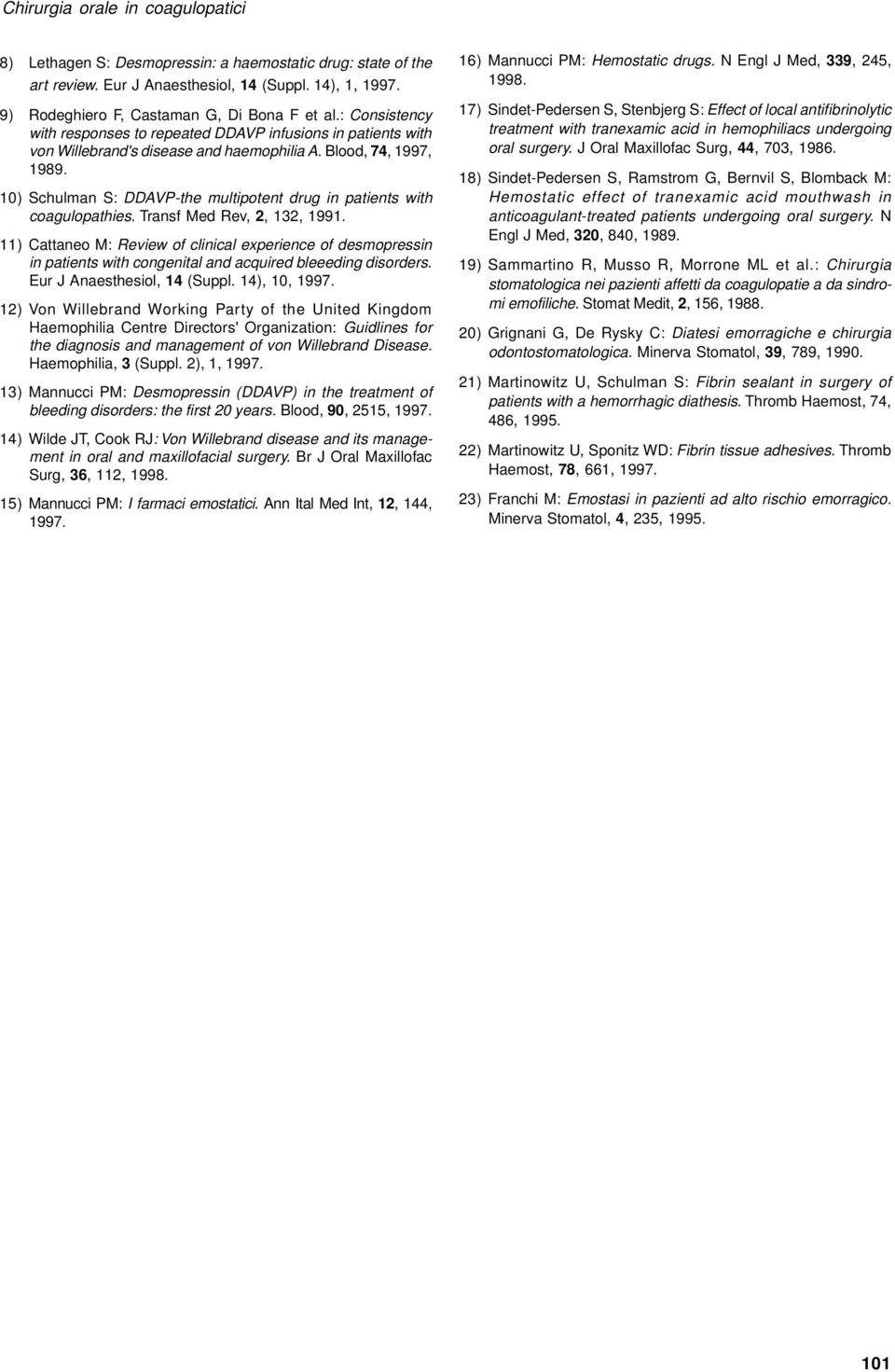 10) Schulman S: DDAVP-the multipotent drug in patients with coagulopathies. Transf Med Rev, 2, 132, 1991.