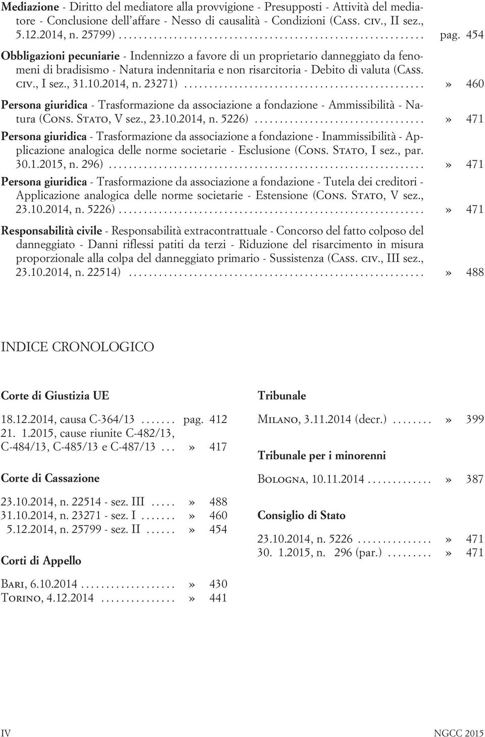 2014, n. 23271)...» 460 Persona giuridica - Trasformazione da associazione a fondazione - Ammissibilità - Natura (Cons. Stato, V sez., 23.10.2014, n. 5226).