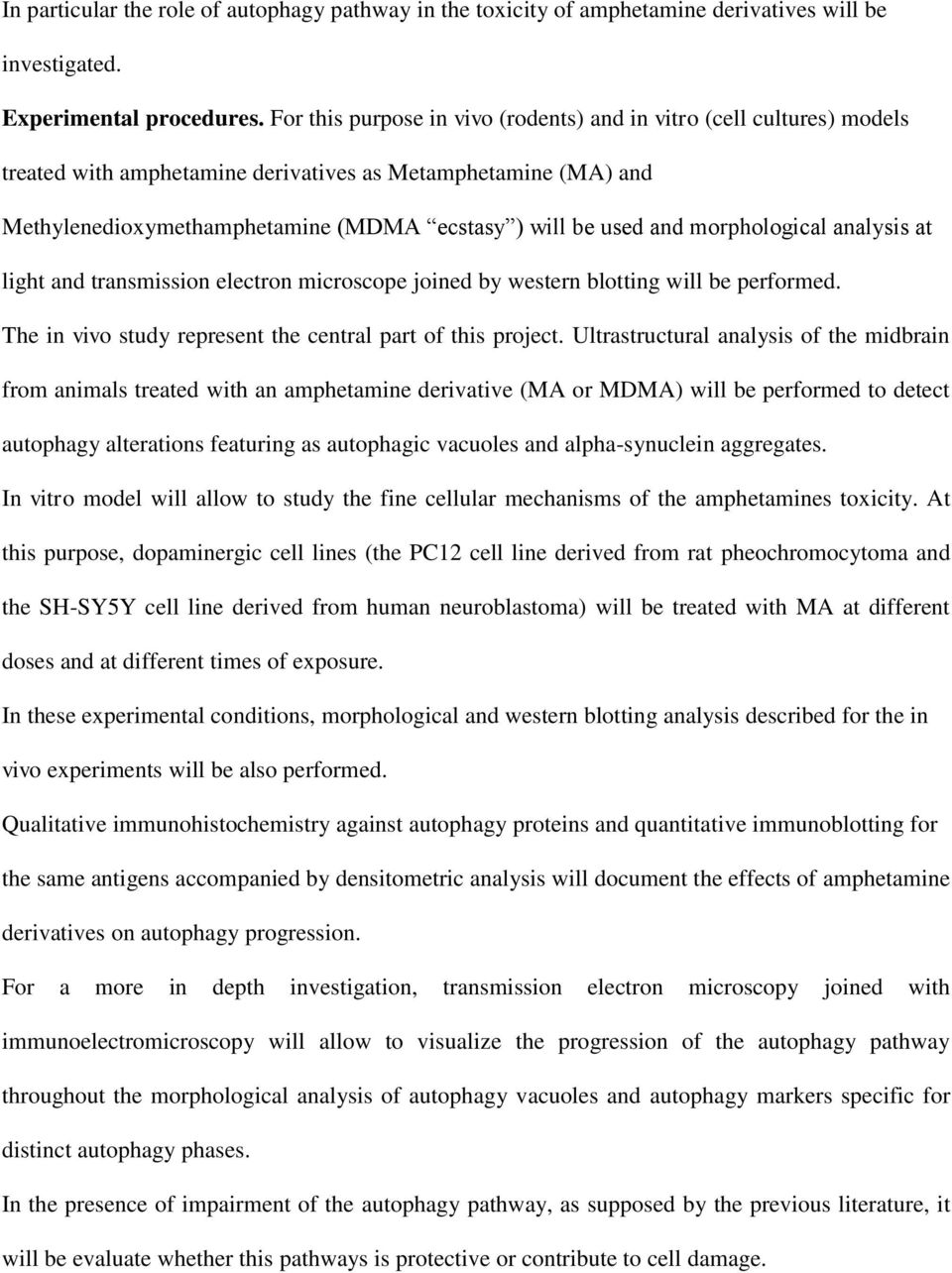 morphological analysis at light and transmission electron microscope joined by western blotting will be performed. The in vivo study represent the central part of this project.