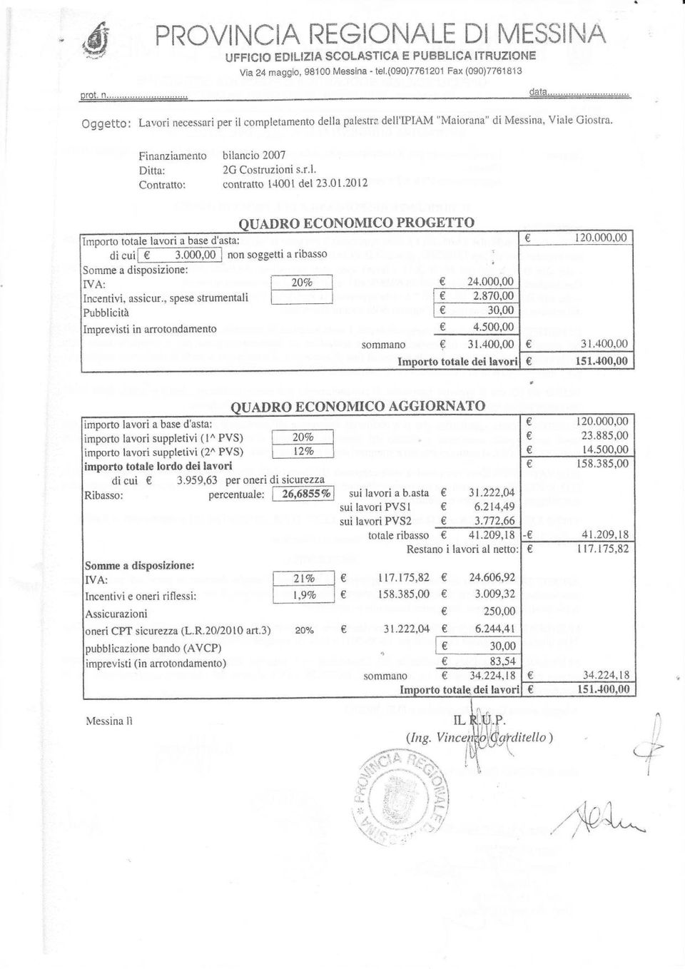 O1.2012 mporto totae avor a base d'sta: d cu 3.000 non soggett a rbasso Somme a dsposzone: VA: ncentv, asscur.