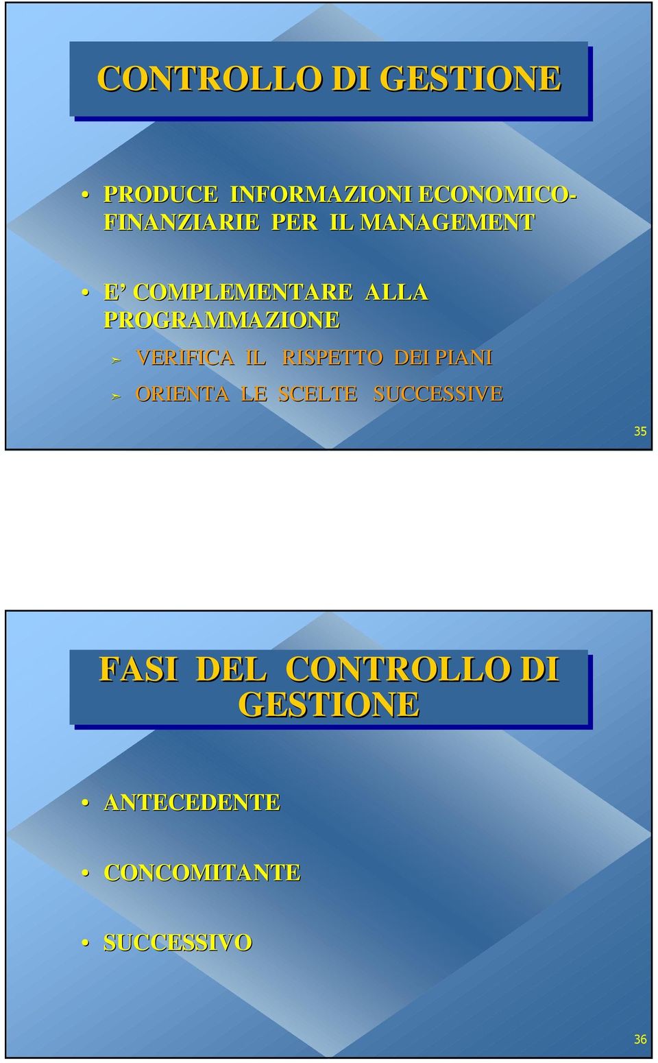 IL RISPETTO DEI PIAI ORIETA LE SCELTE SUCCESSIVE 35 FASI