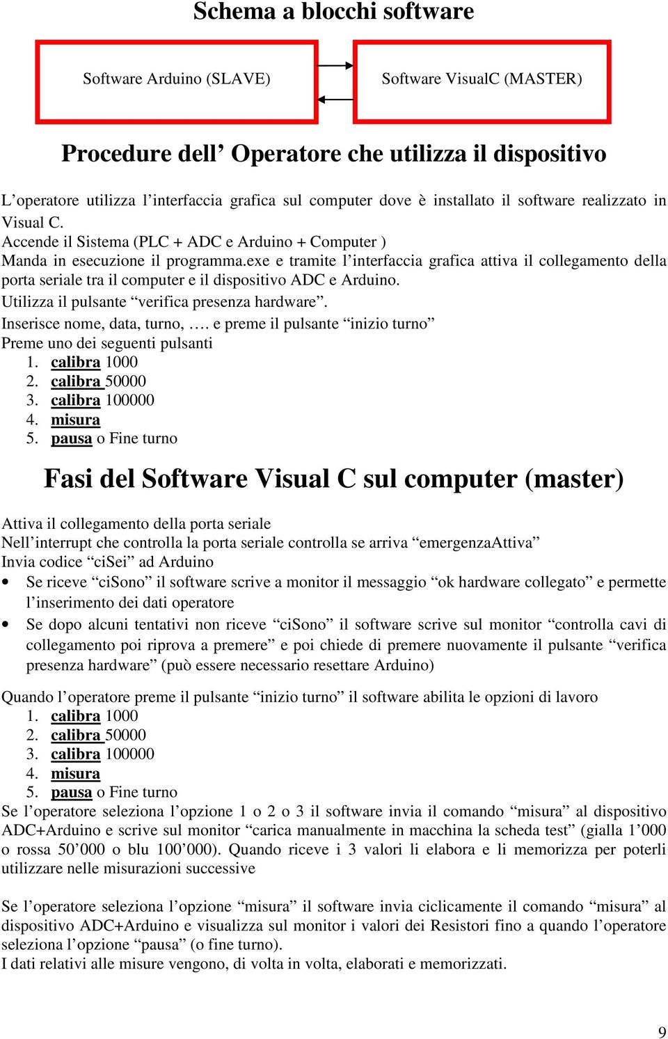 exe e tramite l interfaccia grafica attiva il collegamento della porta seriale tra il computer e il dispositivo ADC e Arduino. Utilizza il pulsante verifica presenza hardware.