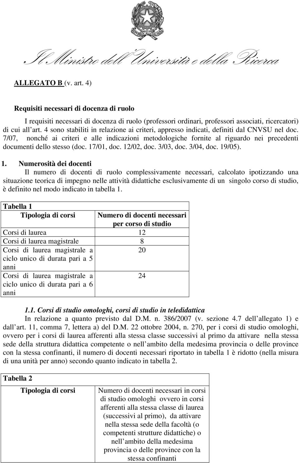 7/07, nonché ai criteri e alle indicazioni metodologiche fornite al riguardo nei precedenti documenti dello stesso (doc. 17