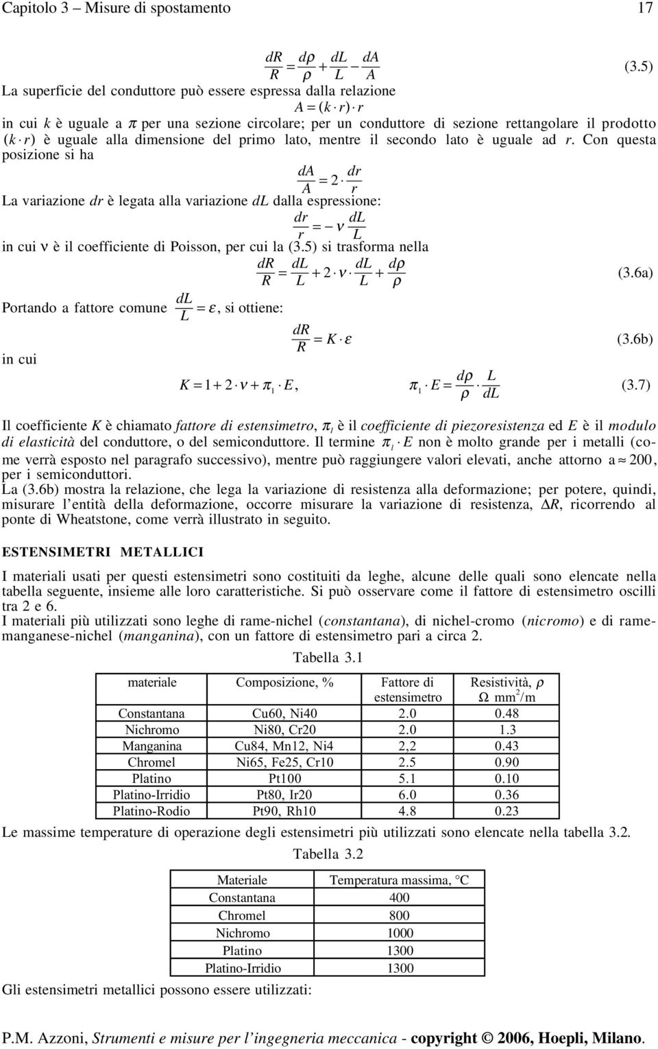 ugule d r. n ques pszne s h d dr = r L vrzne dr è leg ll vrzne dl dll espressne: dr dl = ν r L n cu ν è l ceffcene d Pssn, per cu l (3.5) s rsfrm nell d dl dl dρ = ν (3.