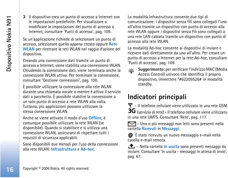 Se un'applicazione richiede di selezionare un punto di accesso, selezionare quello appena creato oppure Rete WLAN per ricercare le reti WLAN nel raggio d'azione del dispositivo.