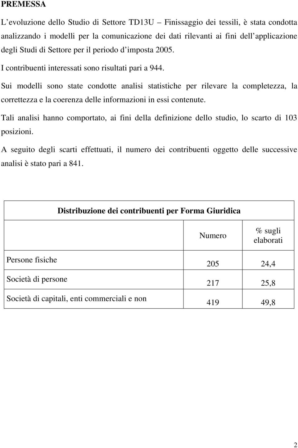 Sui modelli sono state condotte analisi statistiche per rilevare la completezza, la correttezza e la coerenza delle informazioni in essi contenute.