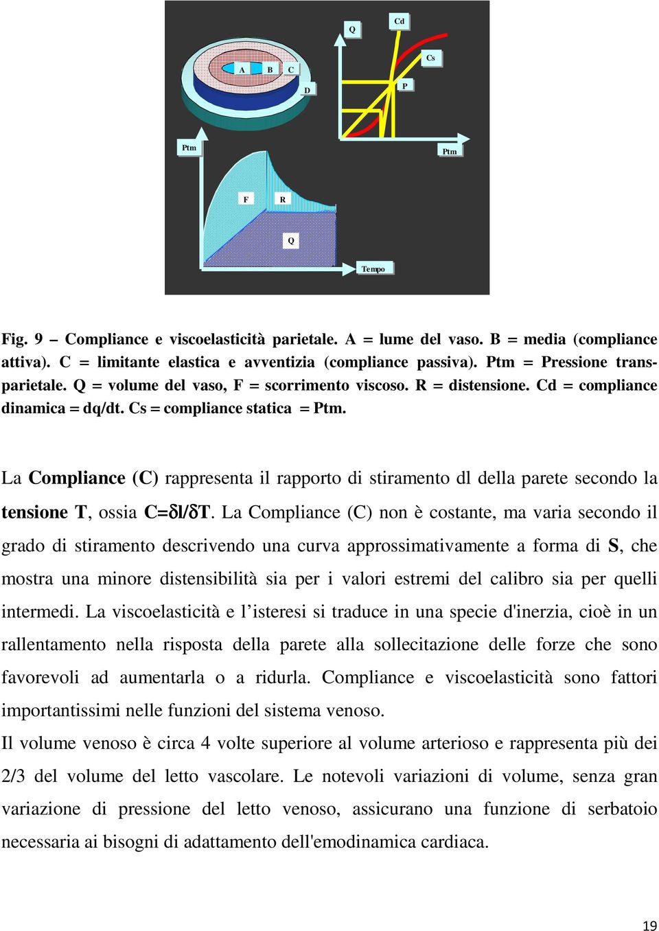 La Compliance (C) rappresenta il rapporto di stiramento dl della parete secondo la tensione T, ossia C=δl/δT.