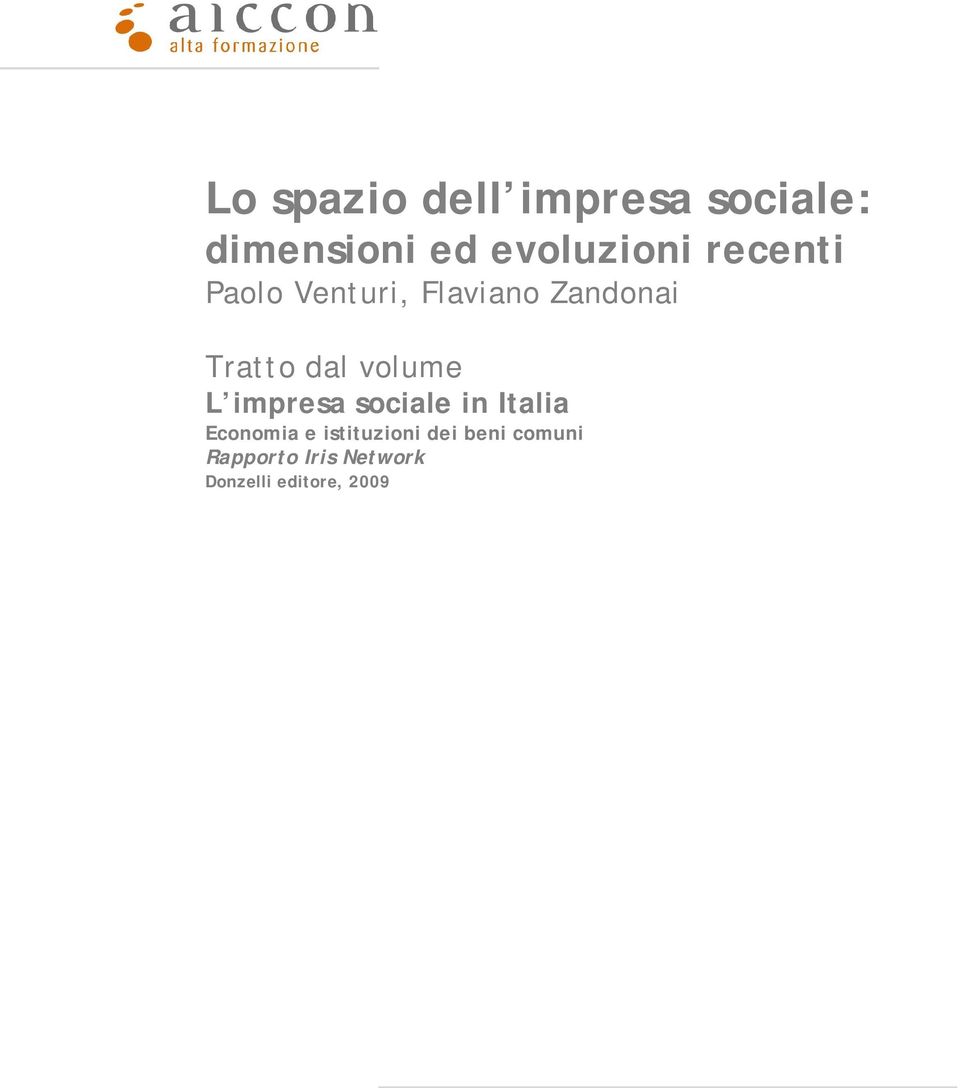 volume L impresa sociale in Italia Economia e