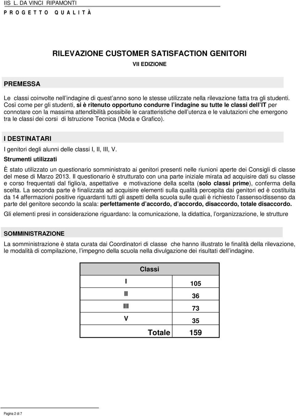 che emergono tra le classi dei corsi di Istruzione Tecnica (Moda e Grafico). I DESTINATARI I genitori degli alunni delle classi I, II, III, V.