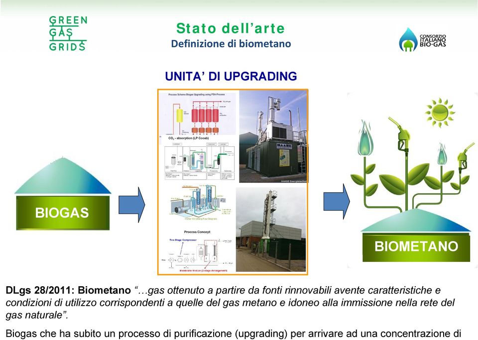 utilizzo corrispondenti a quelle del gas metano e idoneo alla immissione nella rete del gas