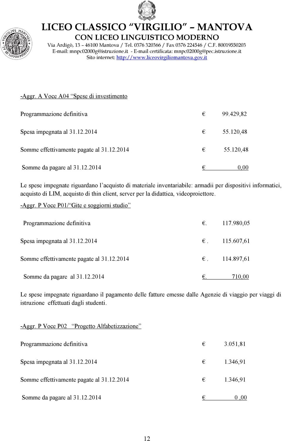 ,48 Somme effettivamente pagate al 31.12.