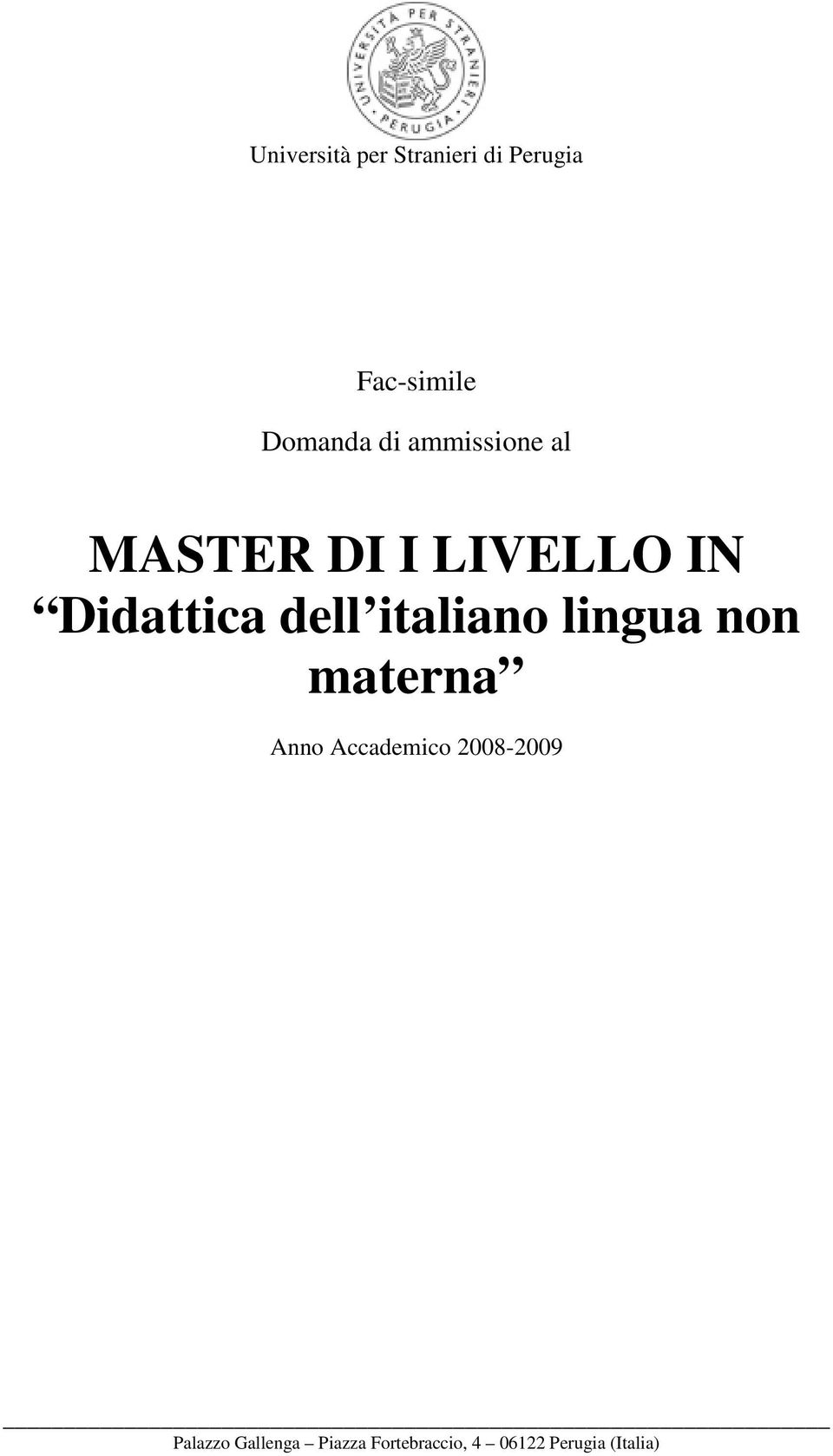 italiano lingua non materna Anno Accademico 2008-2009