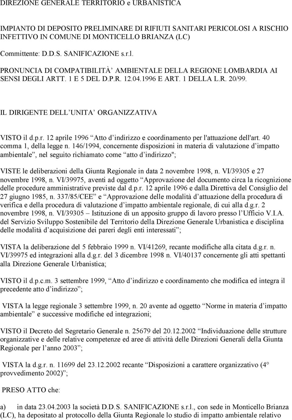 40 comma 1, della legge n.