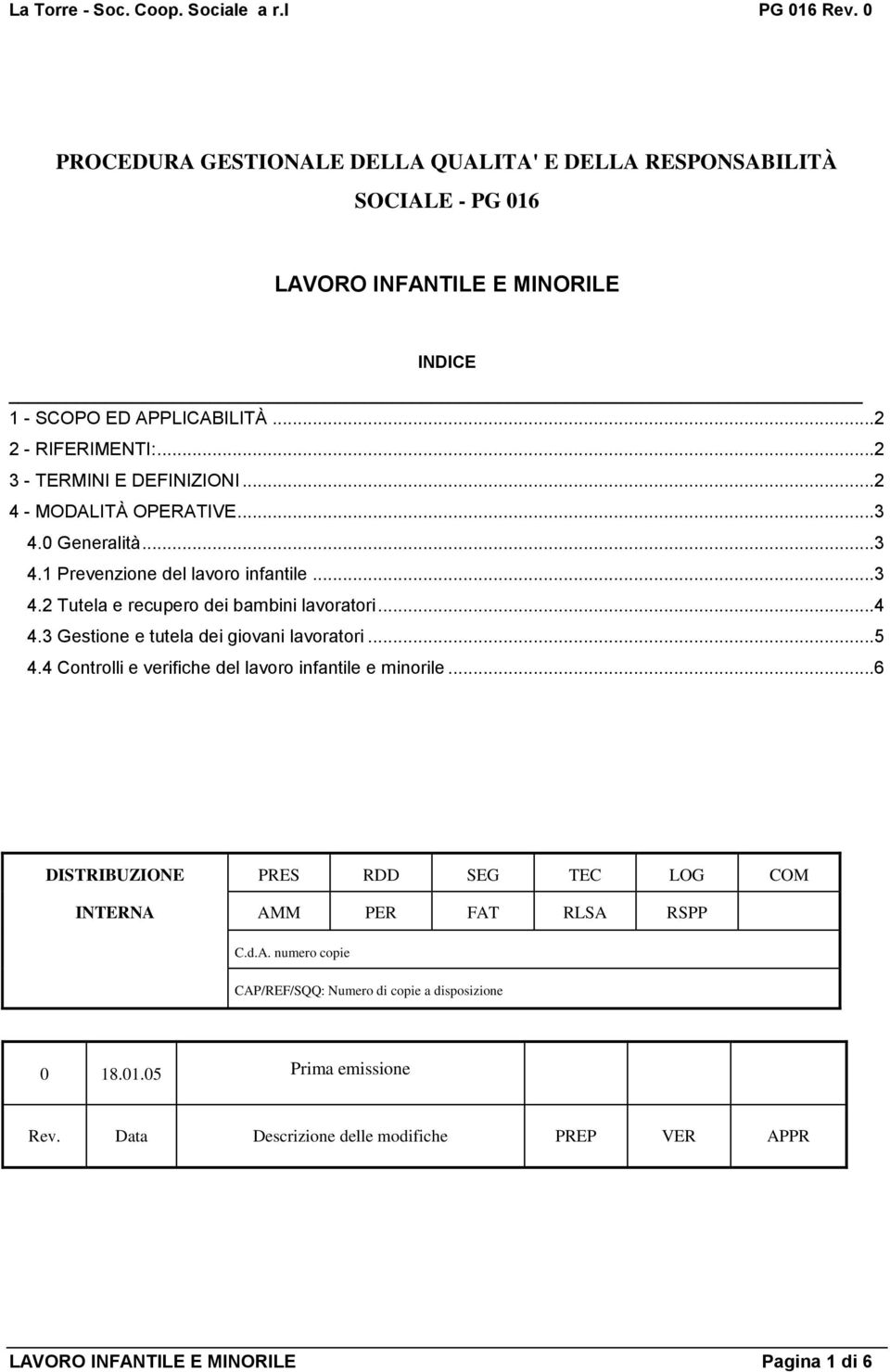 3 Gestione e tutela dei giovani lavoratori...5 4.4 Controlli e verifiche del lavoro infantile e minorile.