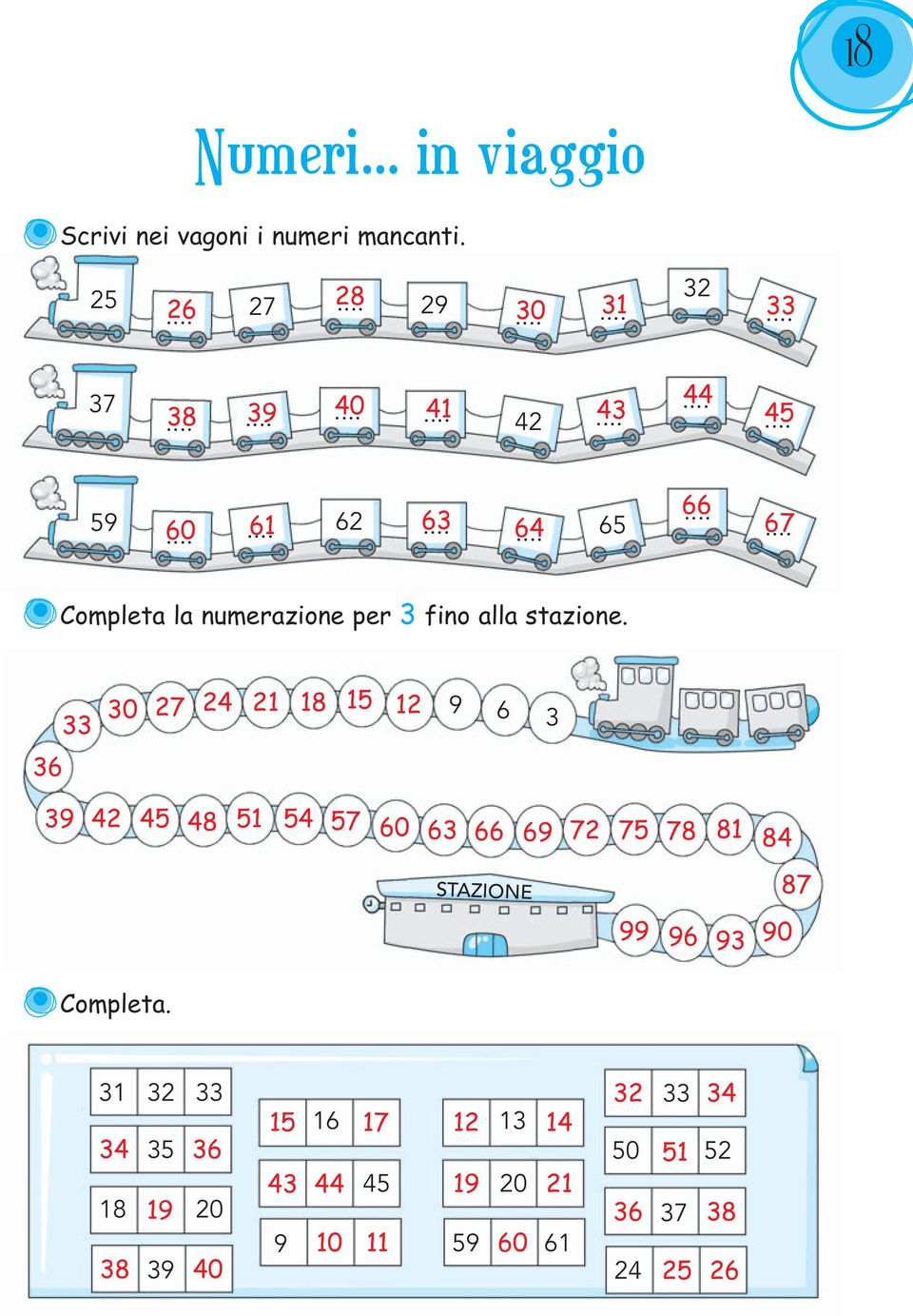 33 30 27 24 21 18 15 12 9 6 3 36 39 42 45 48 51 54 57 60 63 66 69 72 75 78 81 84 STAZIONE 87 99 96 93 90 Completa.
