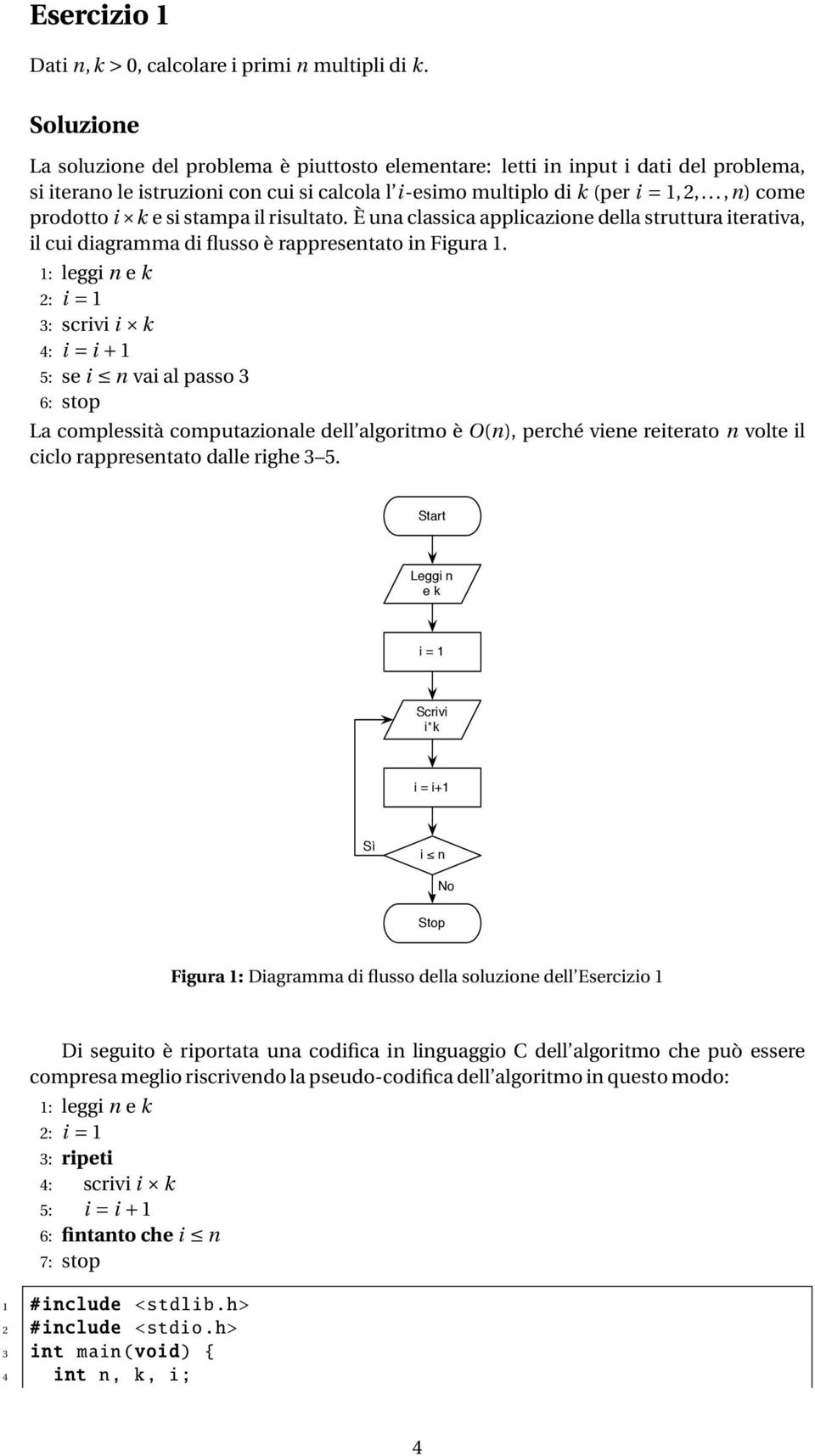 ..,n) come prodotto i k e si stampa il risultato. È una classica applicazione della struttura iterativa, il cui diagramma di flusso è rappresentato in Figura 1.