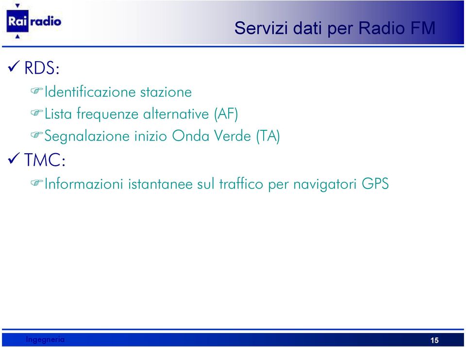 Segnalazione inizio Onda Verde (TA) TMC: