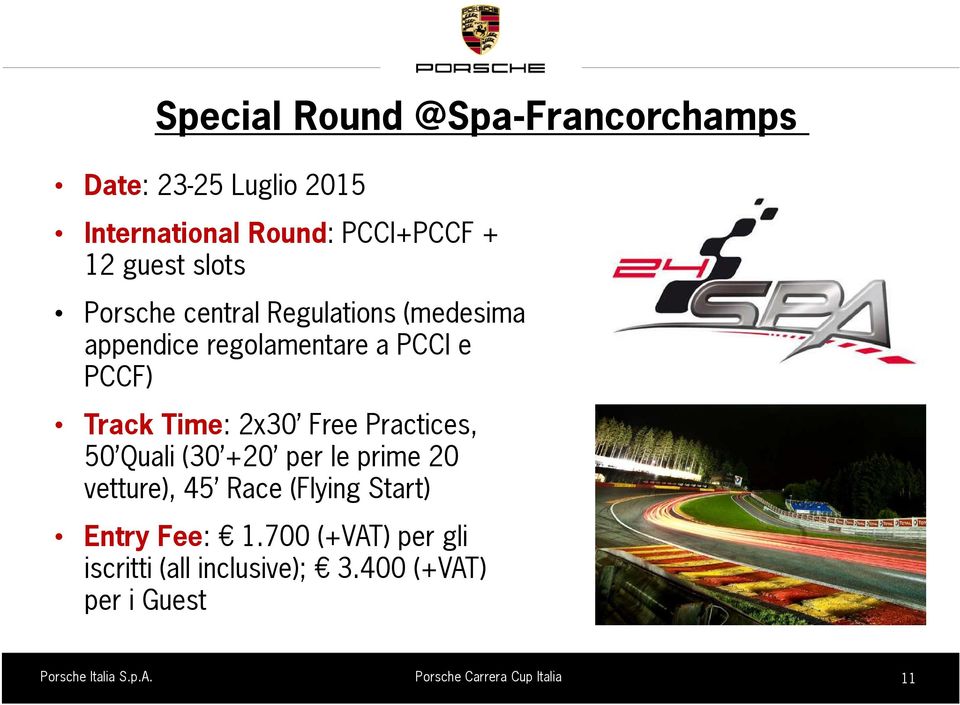Free Practices, 50 Quali (30 +20 per le prime 20 vetture), 45 Race (Flying Start) Entry Fee: 1.