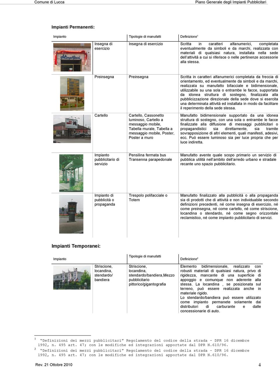 Preinsegna Preinsegna Scritta in caratteri alfanumerici completata da freccia di orientamento, ed eventualmente da simboli e da marchi, realizzata su manufatto bifacciale e bidimensionale,