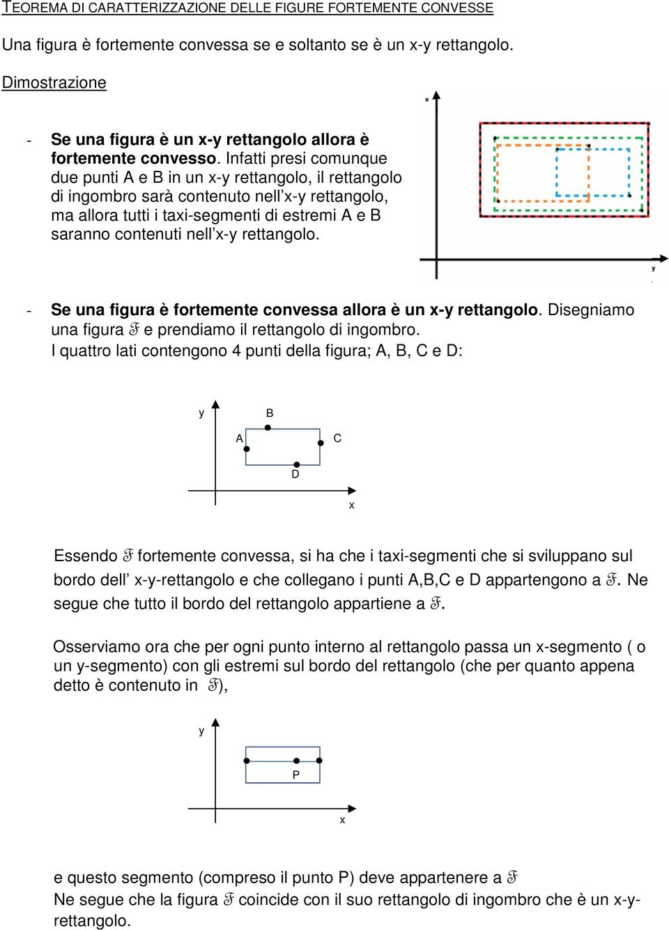 Infatti presi comunque due punti A e B in un - rettangolo, il rettangolo di ingombro sarà contenuto nell - rettangolo, ma allora tutti i tai-segmenti di estremi A e B saranno contenuti nell -