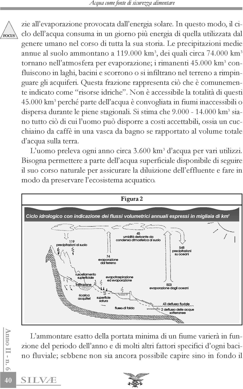 000 km 3 confluiscono in laghi, bacini e scorrono o si infiltrano nel terreno a rimpinguare gli acquiferi. Questa frazione rappresenta ciò che è comunemente indicato come risorse idriche.