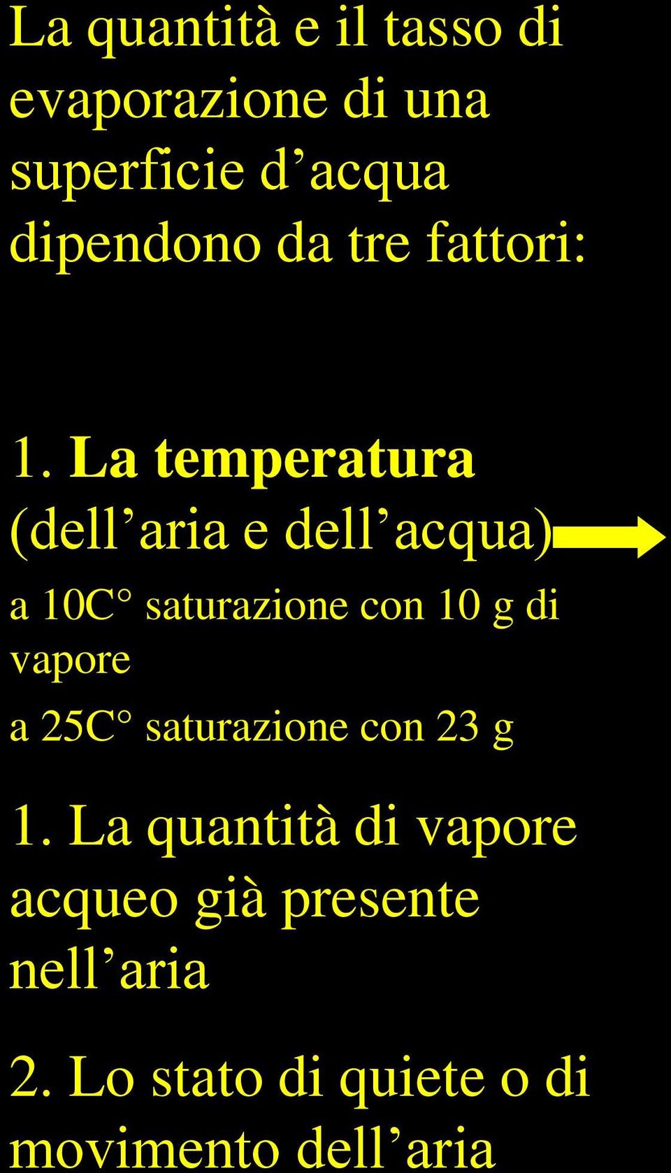 La temperatura (dell aria e dell acqua) a 10C saturazione con 10 g di