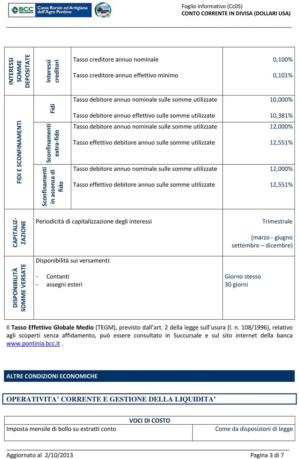 effettivo debitore annuo sulle somme utilizzate Tasso debitore annuo nominale sulle somme utilizzate Tasso effettivo debitore annuo sulle somme utilizzate 12,000% 12,551% 12,000% 12,551% CAPITALIZ