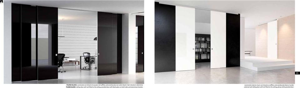 glass on both sides and aluminium borders scorrevole esterno muro con binario a soffitto, anta