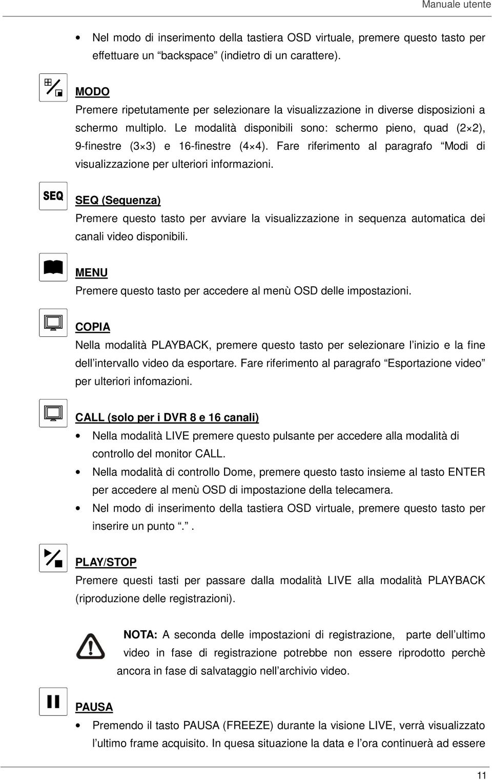 Fare riferimento al paragrafo Modi di visualizzazione per ulteriori informazioni.