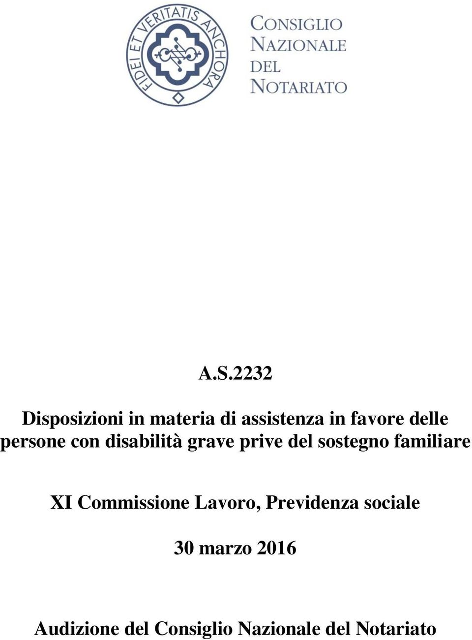 sostegno familiare XI Commissione Lavoro, Previdenza