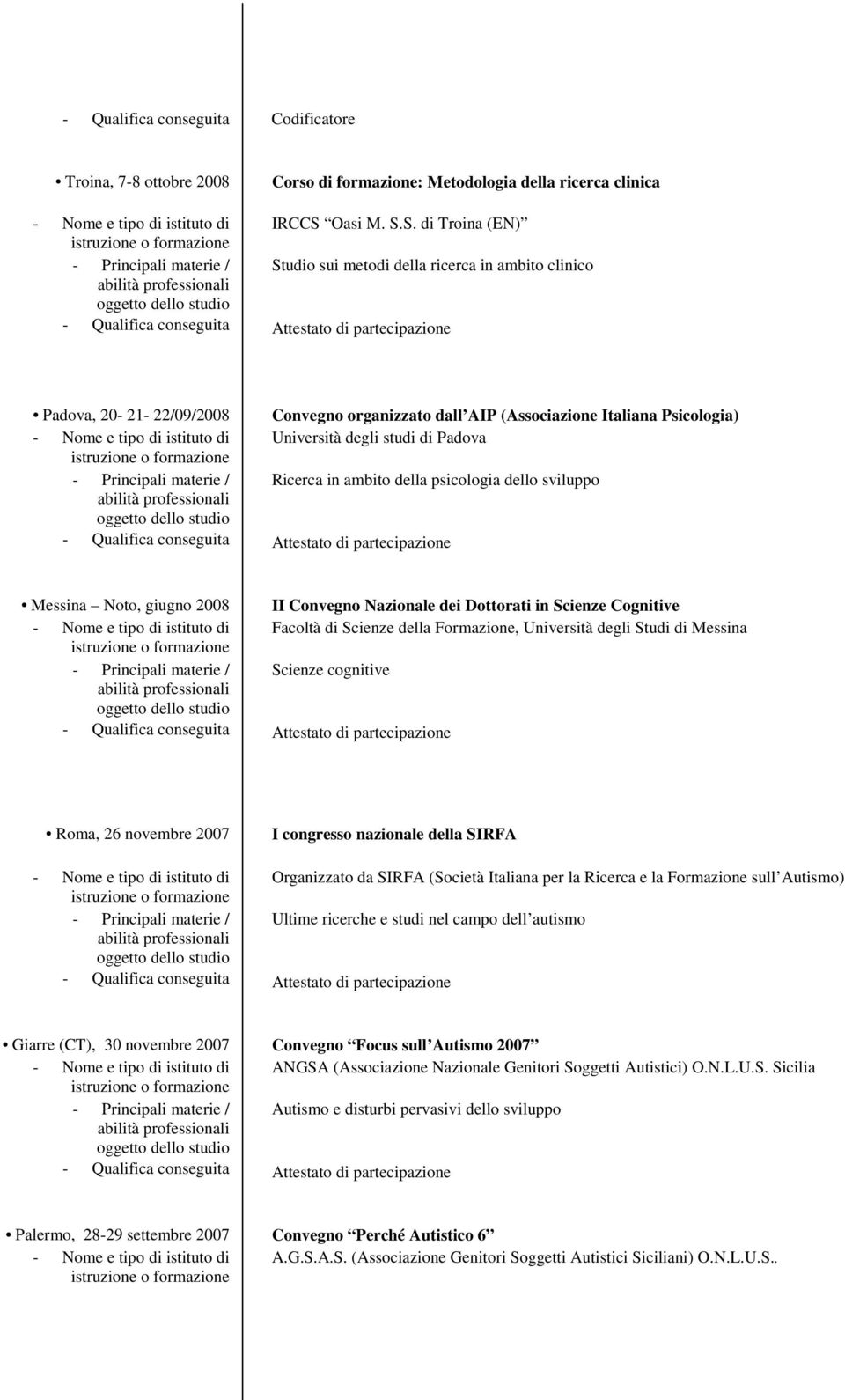 Cognitive Facoltà di Scienze della Formazione, Università degli Studi di Messina Scienze cognitive Roma, 26 novembre 2007 I congresso nazionale della SIRFA Organizzato da SIRFA (Società Italiana per