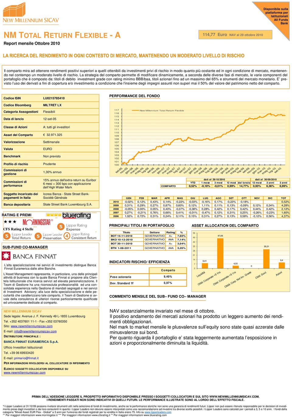 La strategia del comparto permette di modificare dinamicamente, a seconda delle diverse fasi di mercato, le varie componenti del portafoglio che è composto da: titoli di debito investment grade con