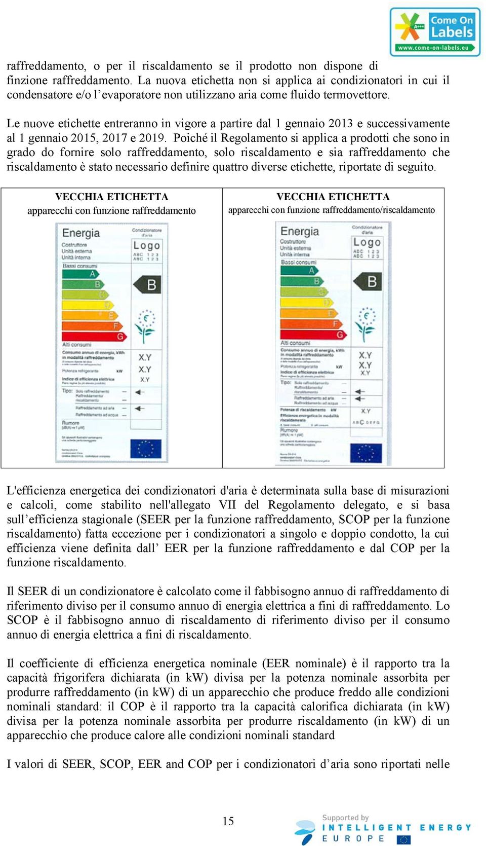 Le nuove etichette entreranno in vigore a partire dal 1 gennaio 2013 e successivamente al 1 gennaio 2015, 2017 e 2019.